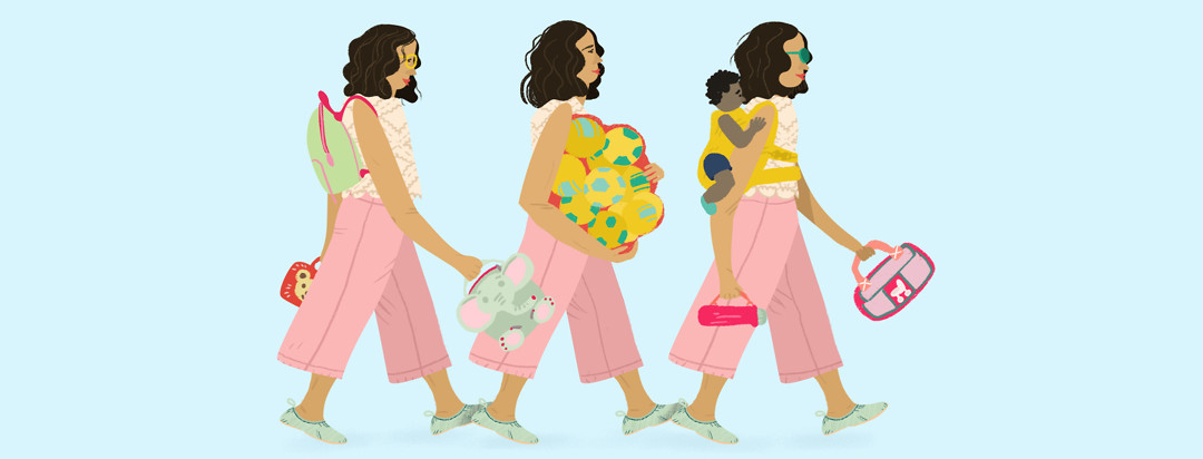 A foster mom walks through her journey with lunch boxes, a backpack, a baby carrier, and more.