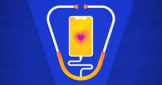 Health app on phone connecting to stethoscope